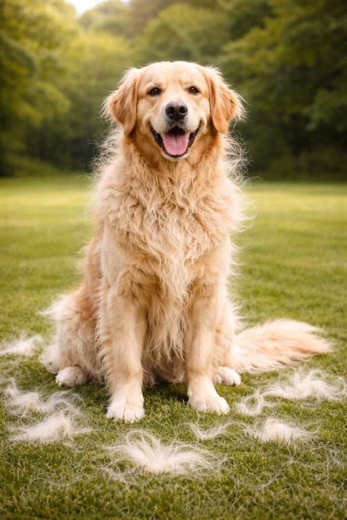 Shedding Golden Retriever, dog de-shedding