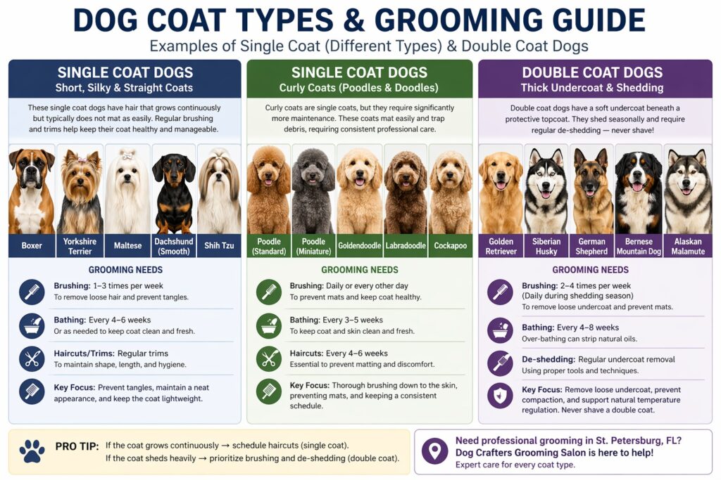 single coat, double coat, grooming, dog