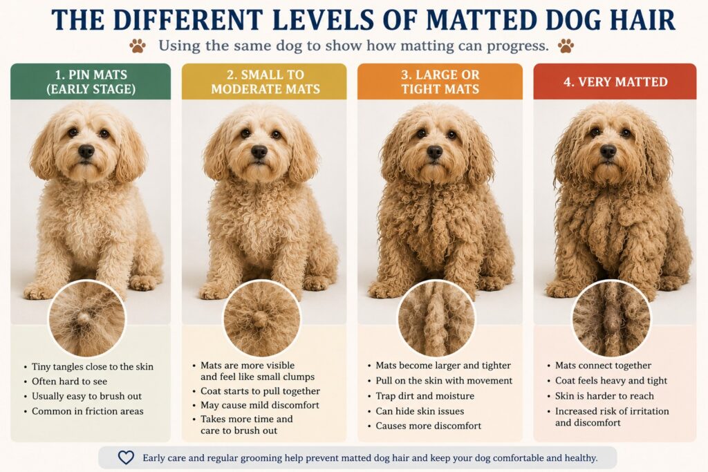Dog Matting in Hair, mats, demat, dematting